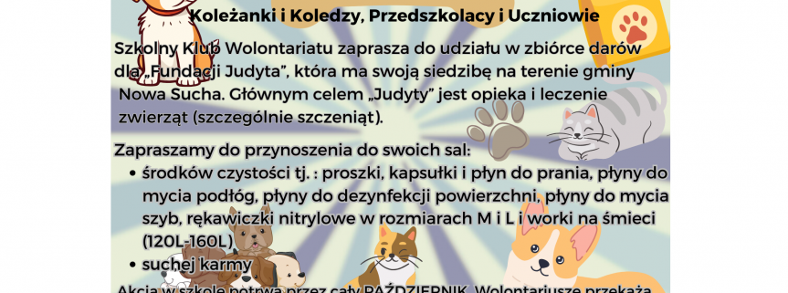 Zbiórka darów dla fundacji "Judyta"